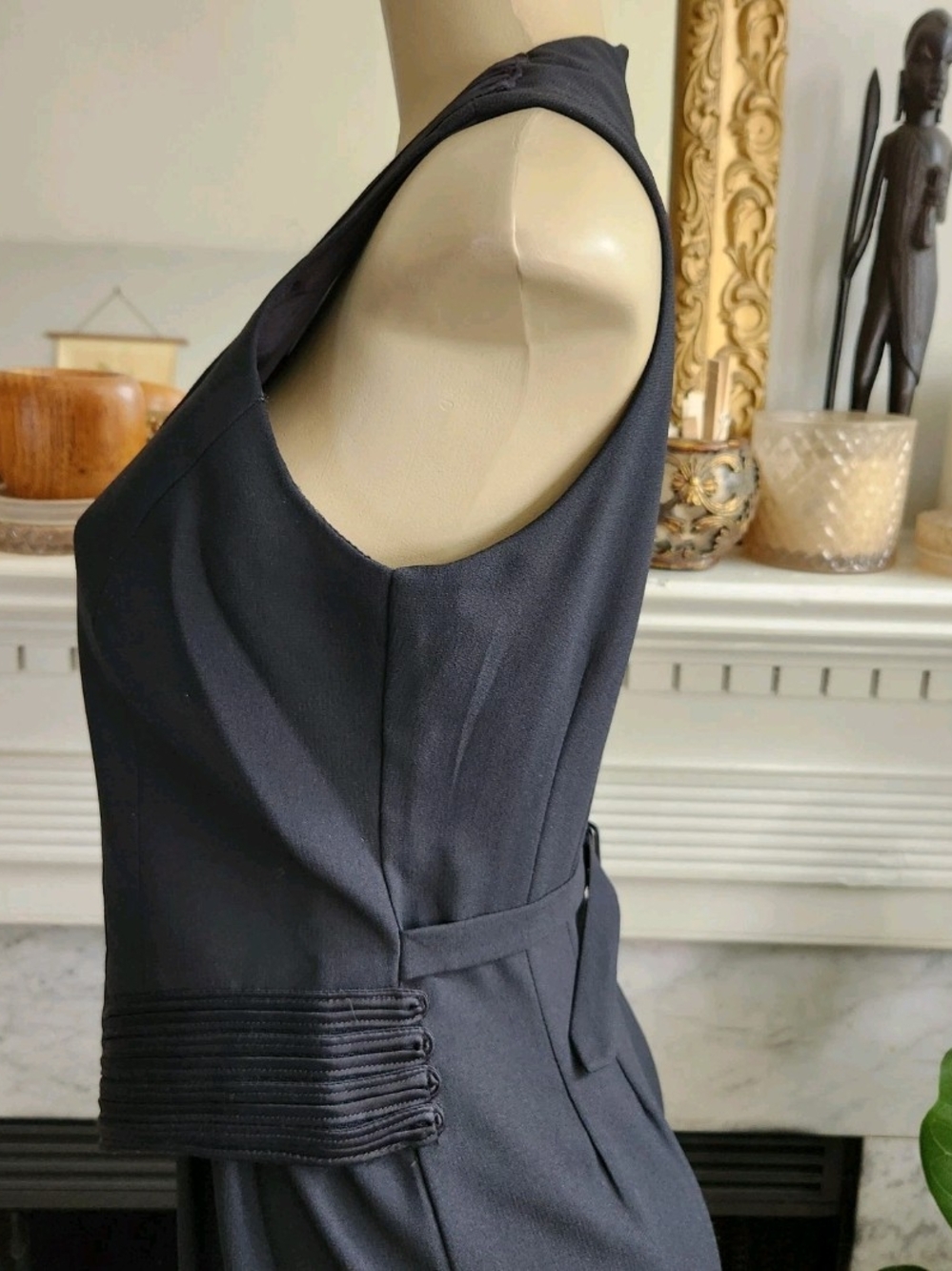 Vintage 90s Black Jumpsuit Laundry by Shelli Segal Vest Cropped Leg Size 6 - Picture 9 of 10